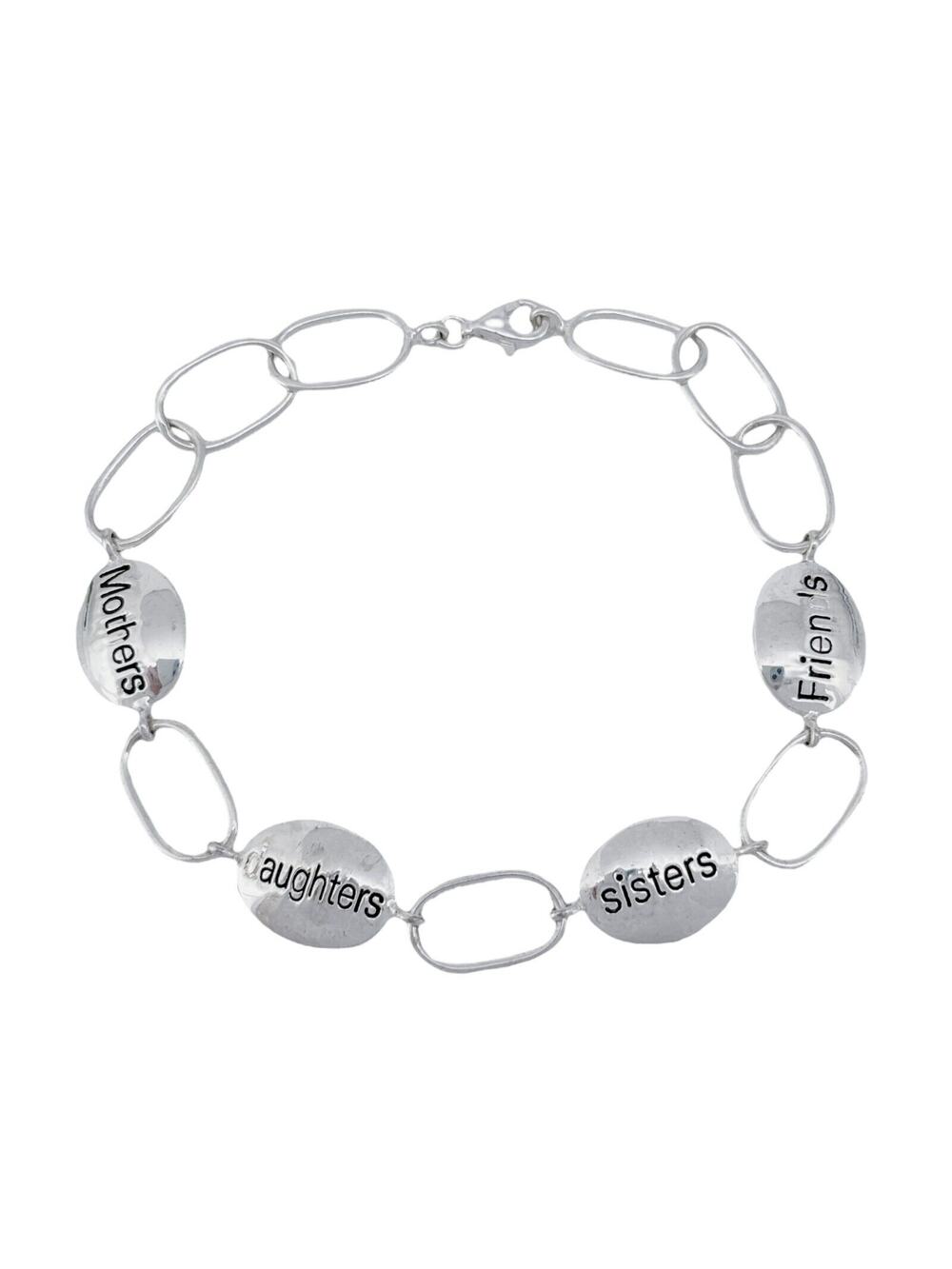 Mothers, Daughters, Sisters, Friends Charm Bracelet | Sterling Silver 925 | 7.5"